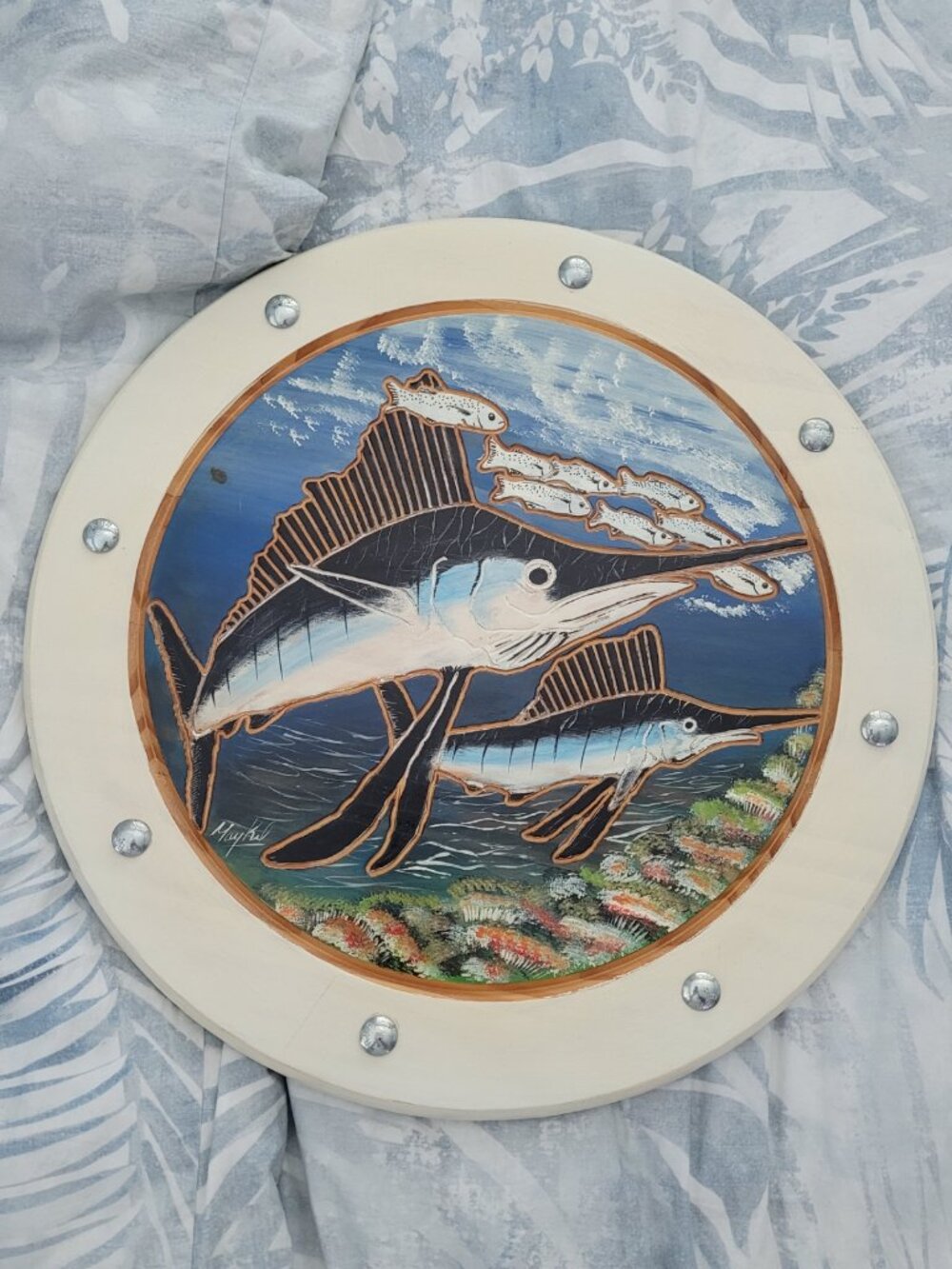 Nautical Hand Carved and Hand Painted by Maykel Medina